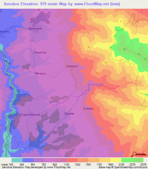 Senokos,Bulgaria Elevation Map