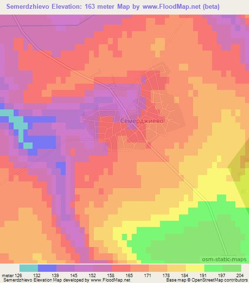 Semerdzhievo,Bulgaria Elevation Map