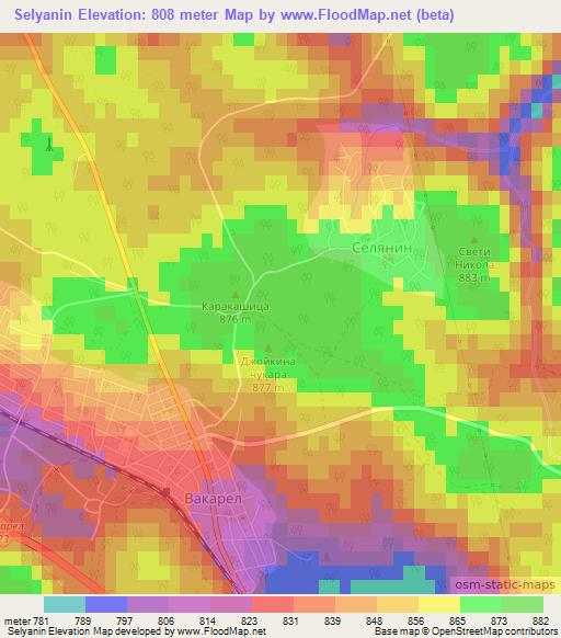 Selyanin,Bulgaria Elevation Map