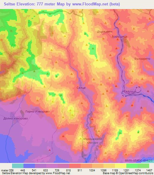 Seltse,Bulgaria Elevation Map