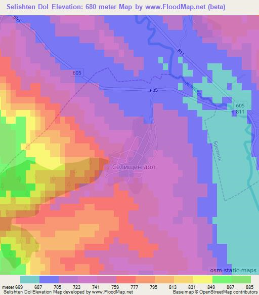 Selishten Dol,Bulgaria Elevation Map