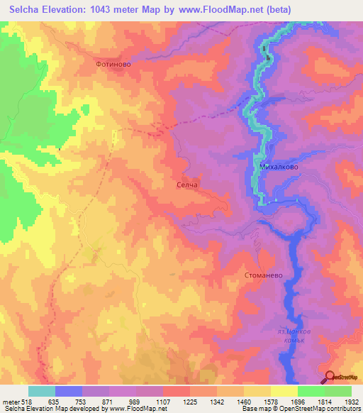 Selcha,Bulgaria Elevation Map