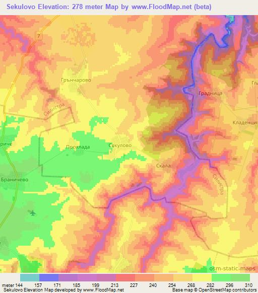Sekulovo,Bulgaria Elevation Map
