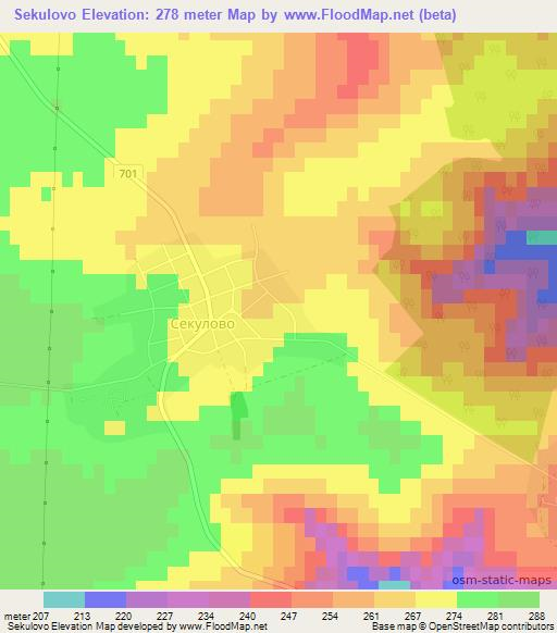 Sekulovo,Bulgaria Elevation Map
