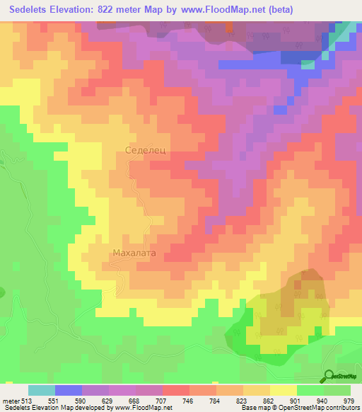 Sedelets,Bulgaria Elevation Map