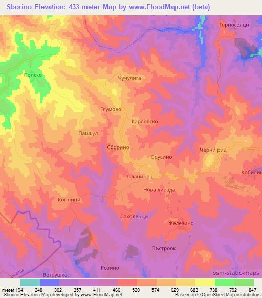 Sborino,Bulgaria Elevation Map