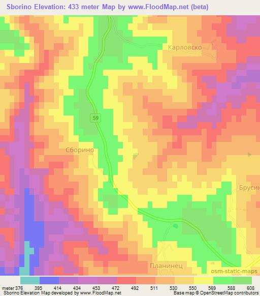 Sborino,Bulgaria Elevation Map