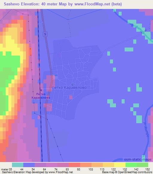 Sashevo,Bulgaria Elevation Map