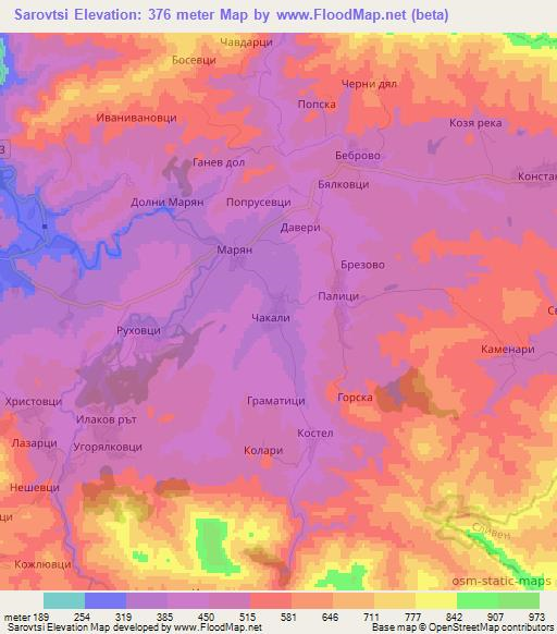 Sarovtsi,Bulgaria Elevation Map