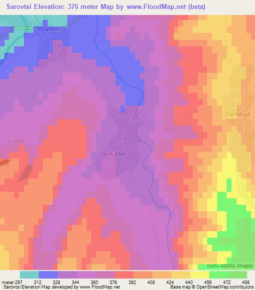 Sarovtsi,Bulgaria Elevation Map