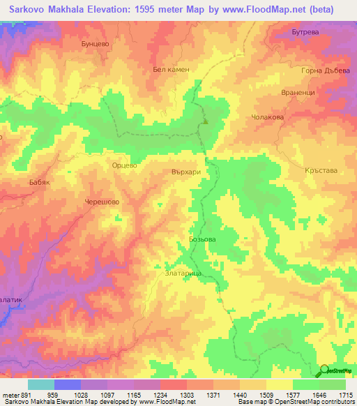Sarkovo Makhala,Bulgaria Elevation Map