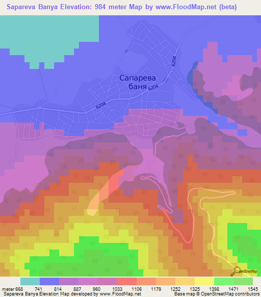 Sapareva Banya,Bulgaria Elevation Map
