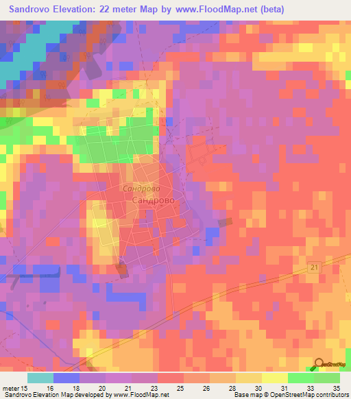 Sandrovo,Bulgaria Elevation Map