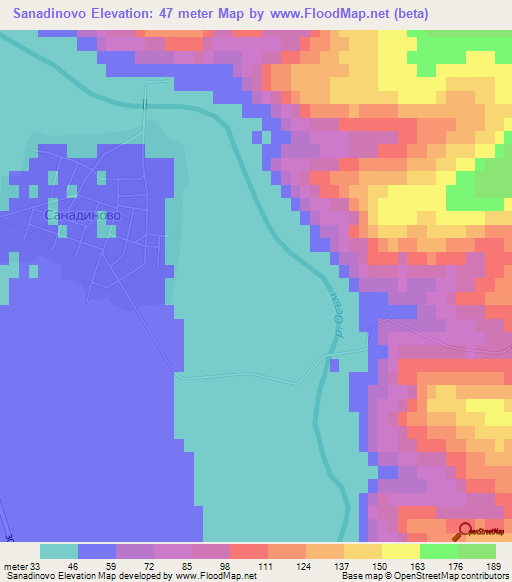 Sanadinovo,Bulgaria Elevation Map