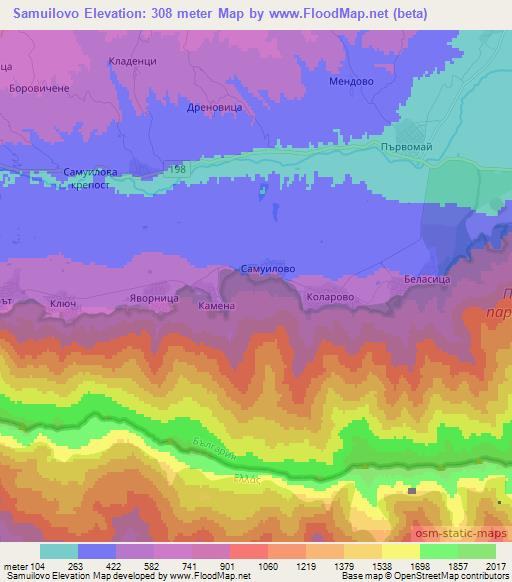 Samuilovo,Bulgaria Elevation Map