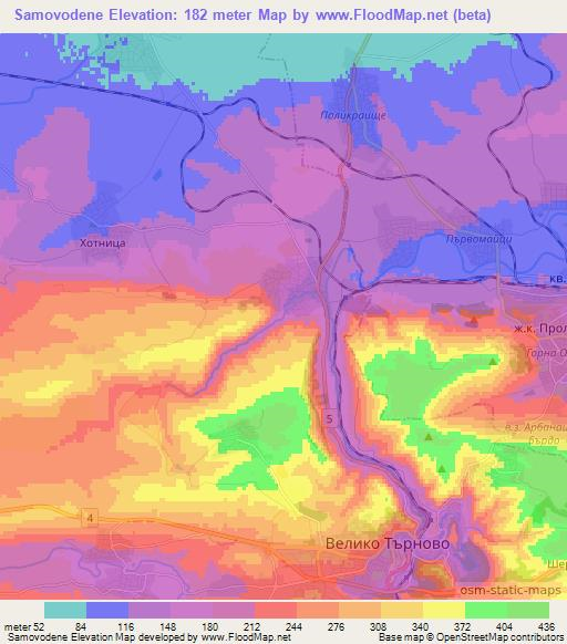 Samovodene,Bulgaria Elevation Map