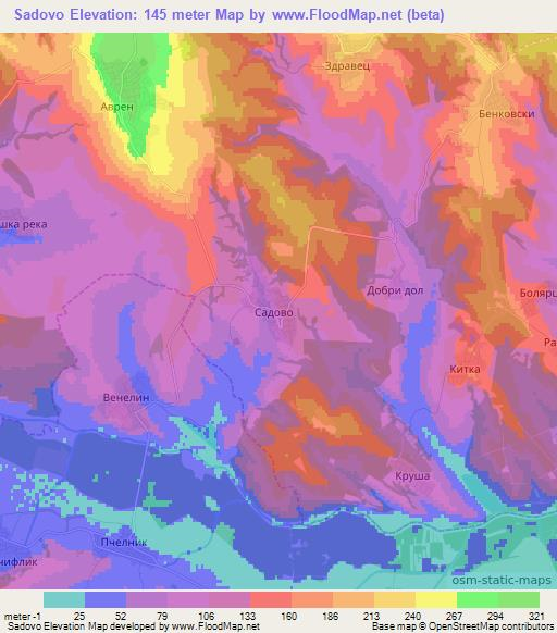 Sadovo,Bulgaria Elevation Map