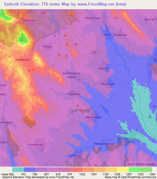 Sadovik,Bulgaria Elevation Map