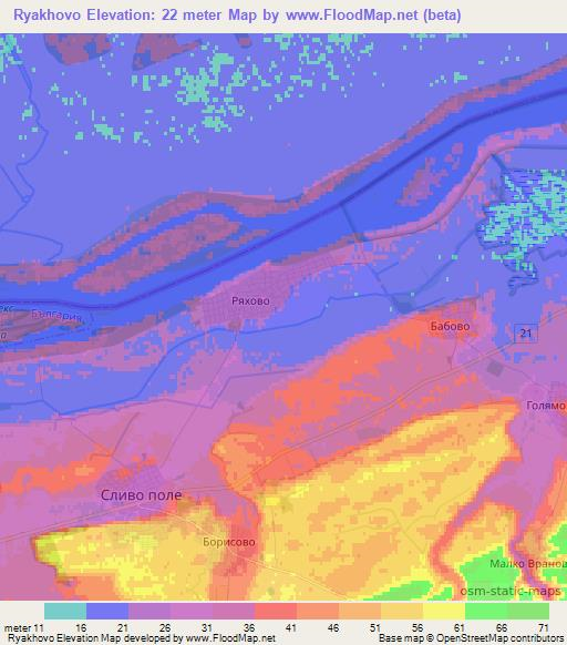 Ryakhovo,Bulgaria Elevation Map