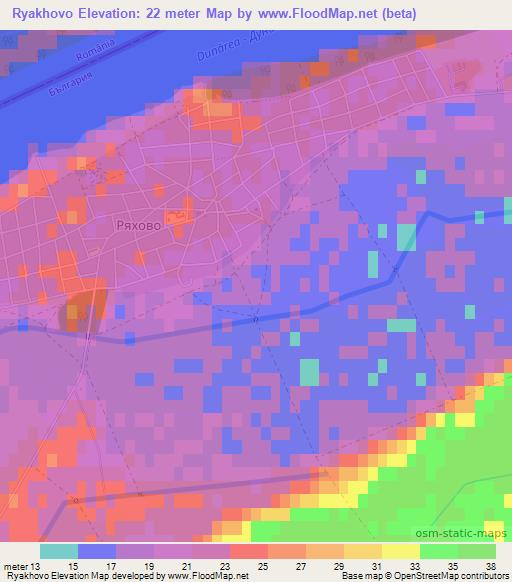 Ryakhovo,Bulgaria Elevation Map