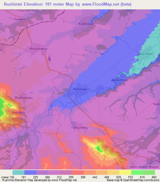 Ruzhintsi,Bulgaria Elevation Map