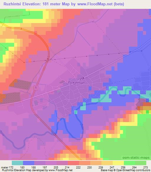 Ruzhintsi,Bulgaria Elevation Map