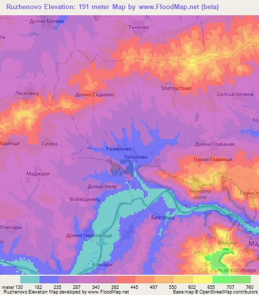 Ruzhenovo,Bulgaria Elevation Map