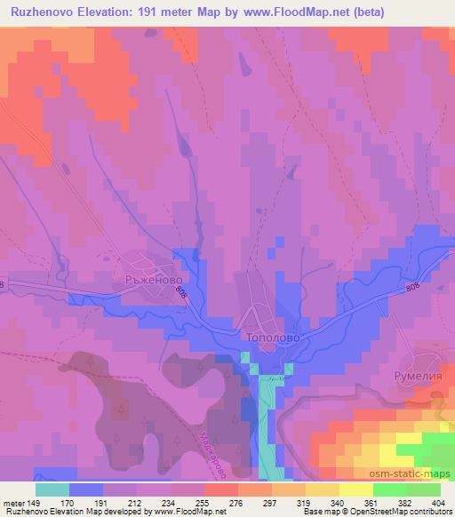 Ruzhenovo,Bulgaria Elevation Map