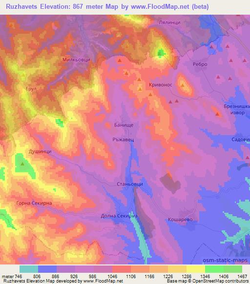 Ruzhavets,Bulgaria Elevation Map