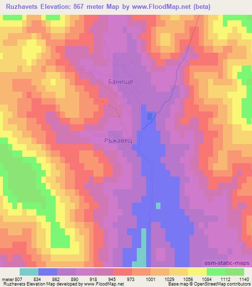 Ruzhavets,Bulgaria Elevation Map