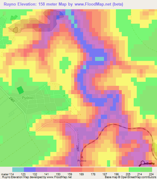 Ruyno,Bulgaria Elevation Map
