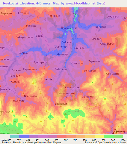 Ruskovtsi,Bulgaria Elevation Map