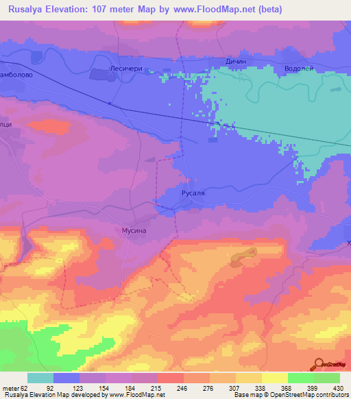 Rusalya,Bulgaria Elevation Map