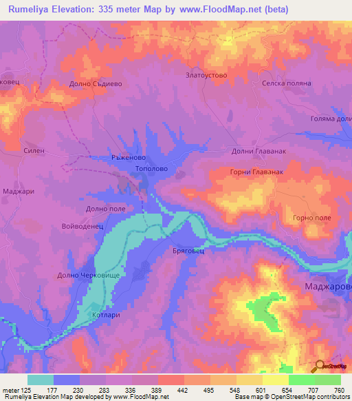 Rumeliya,Bulgaria Elevation Map