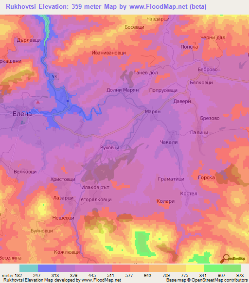 Rukhovtsi,Bulgaria Elevation Map
