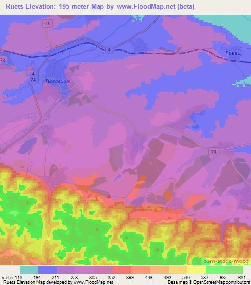 Ruets,Bulgaria Elevation Map