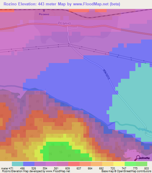 Rozino,Bulgaria Elevation Map