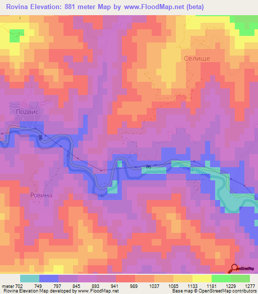 Rovina,Bulgaria Elevation Map