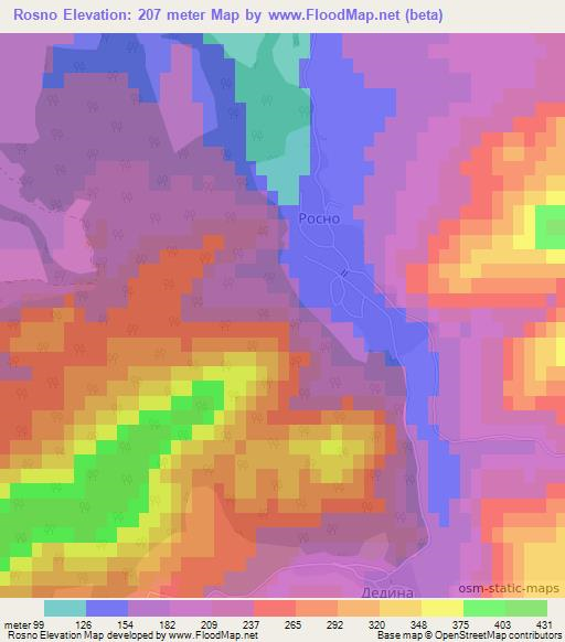 Rosno,Bulgaria Elevation Map