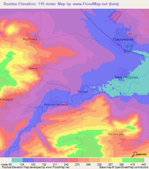 Rositsa,Bulgaria Elevation Map