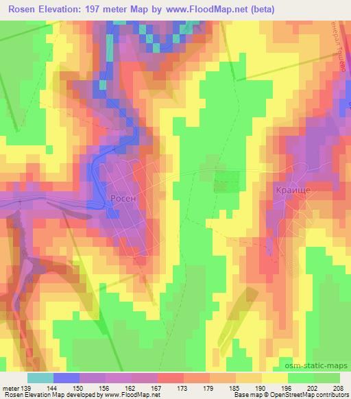 Rosen,Bulgaria Elevation Map