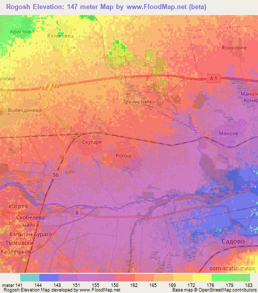 Rogosh,Bulgaria Elevation Map