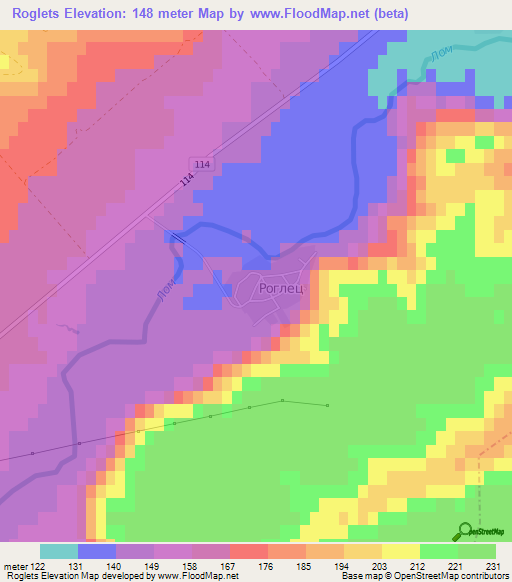 Roglets,Bulgaria Elevation Map