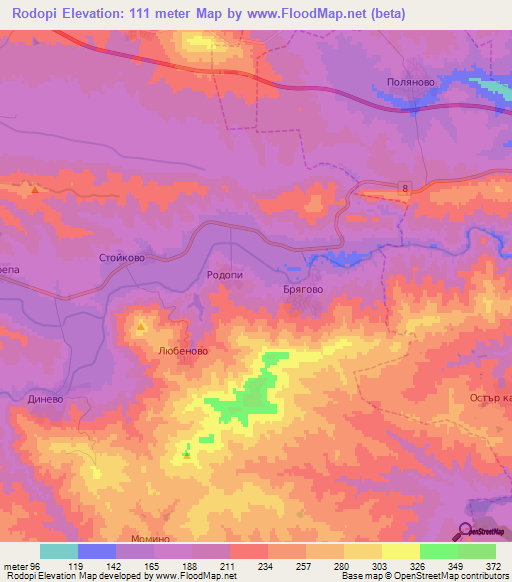 Rodopi,Bulgaria Elevation Map