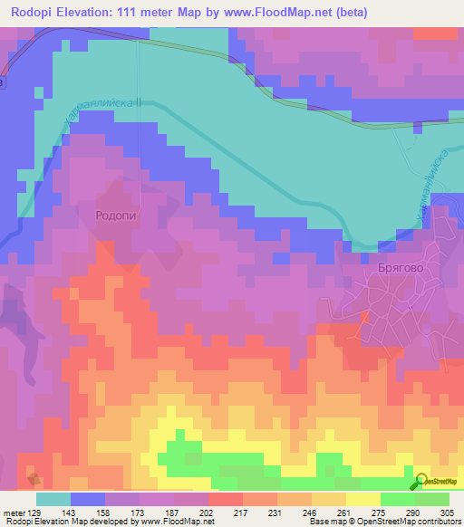 Rodopi,Bulgaria Elevation Map