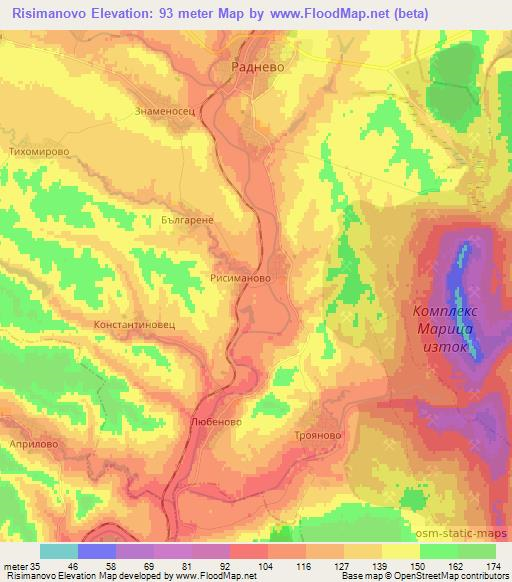 Risimanovo,Bulgaria Elevation Map