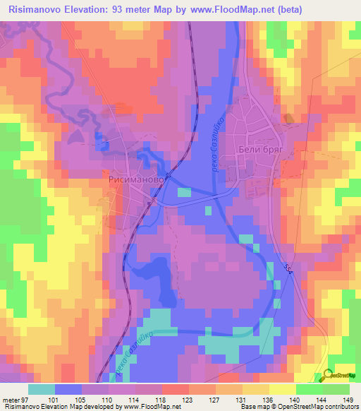 Risimanovo,Bulgaria Elevation Map