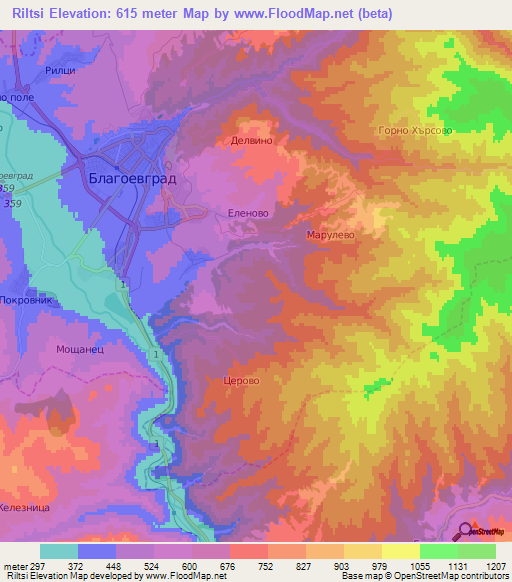 Riltsi,Bulgaria Elevation Map
