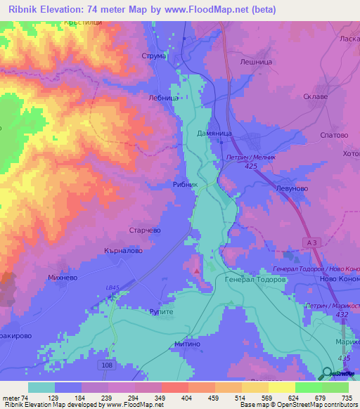 Ribnik,Bulgaria Elevation Map