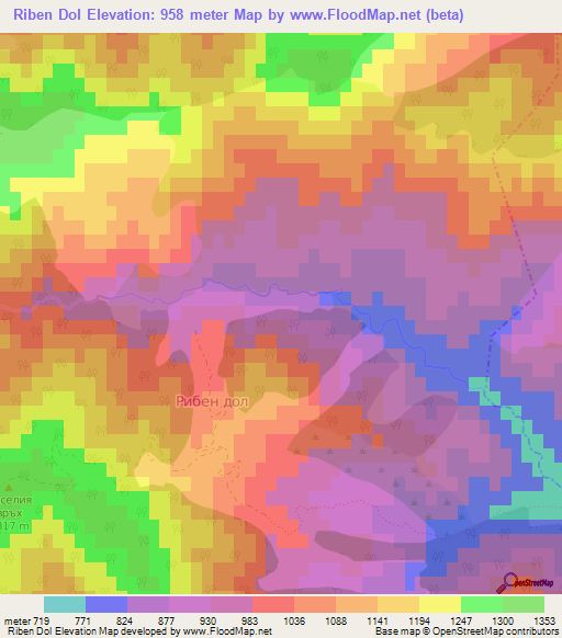 Riben Dol,Bulgaria Elevation Map